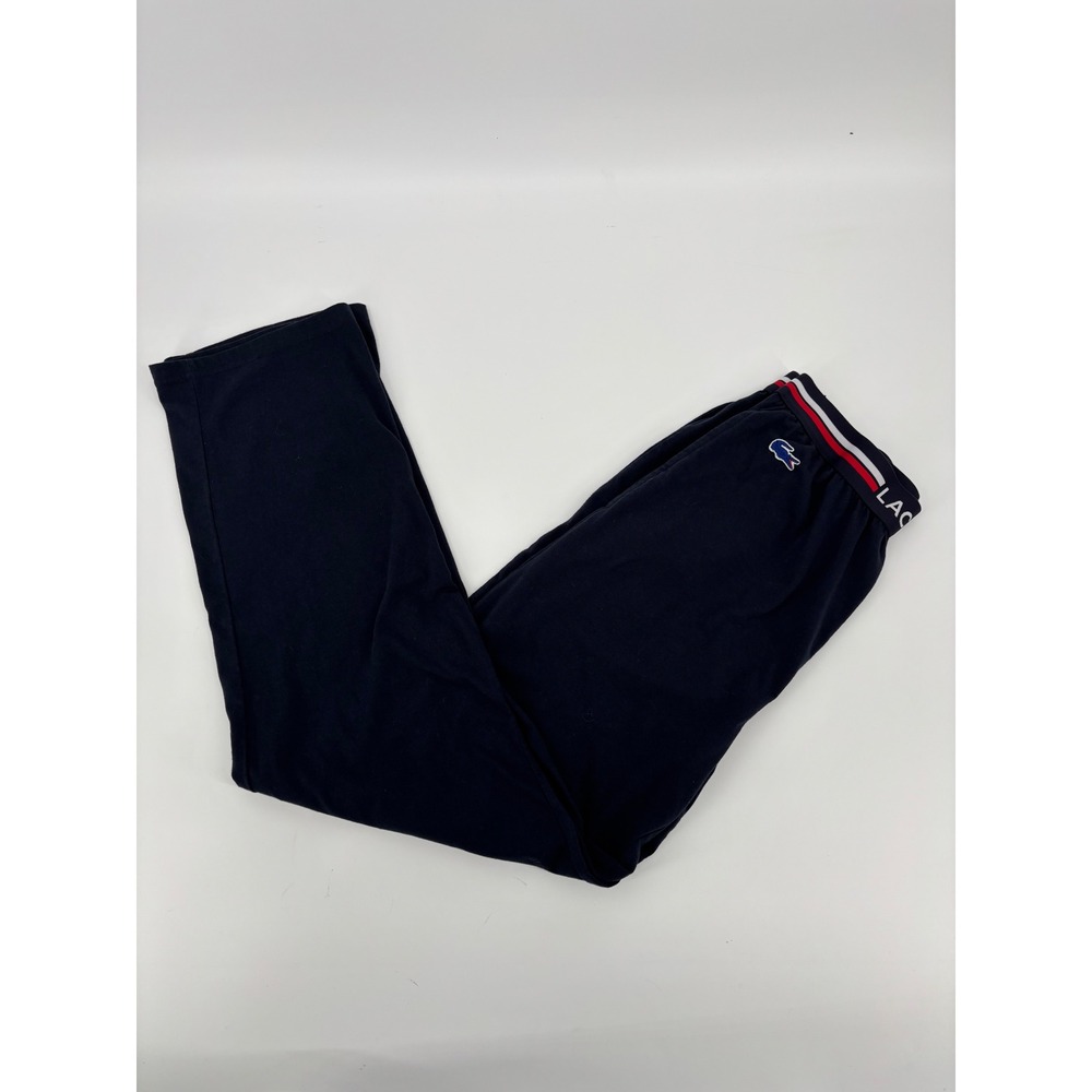 Lacoste Mens Navy Blue Logo Waistband Cotton Blend Lounge Pajama Pants Size S